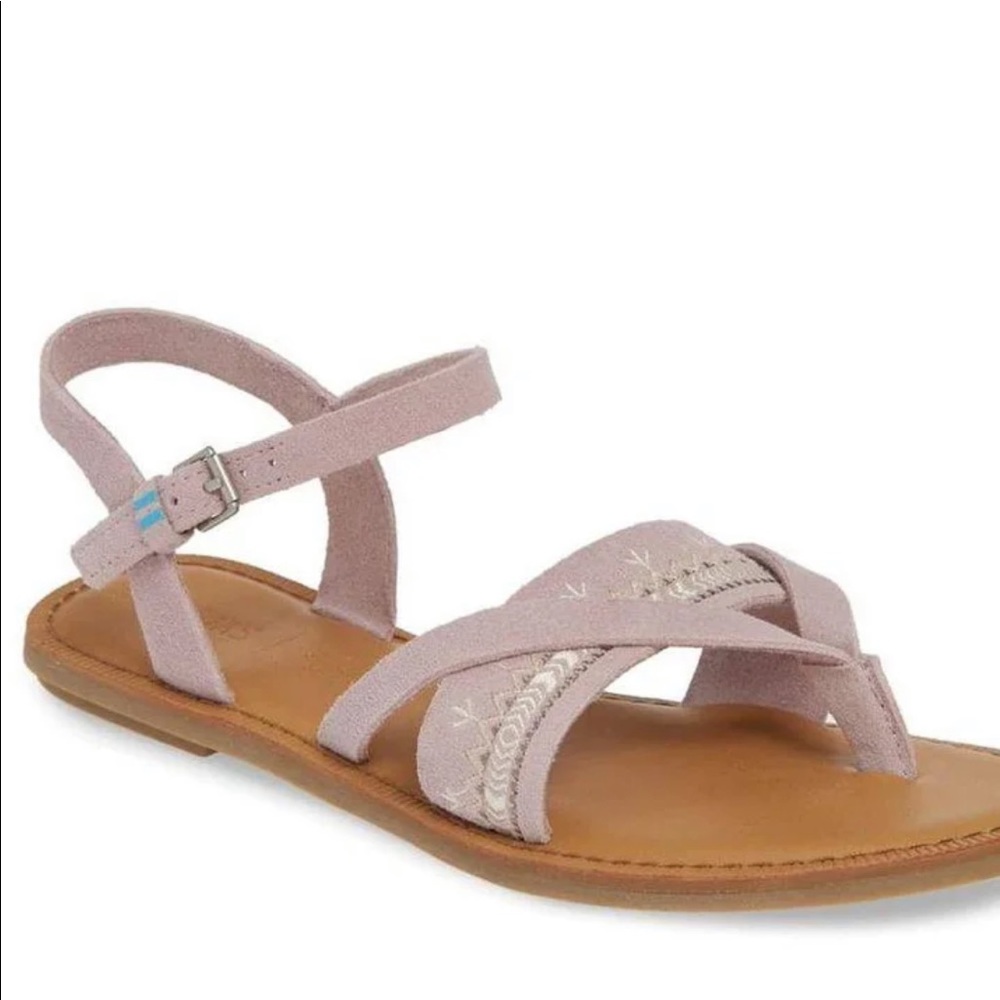 TOMS Lexie Sandal Lilac Purple Suede 9.5 embroider